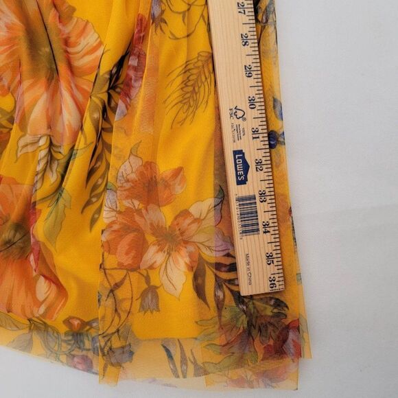 Candalite Maxi Dress Womens S Mustard Yellow Gold Floral Sheer Sleeveless Fairy - Picture 13 of 13